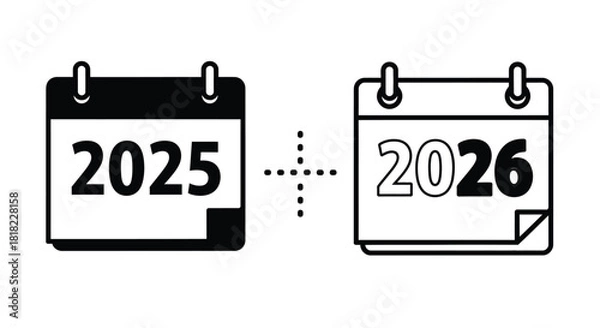 Fototapeta Calendar years transition from year two thousand twenty five to twenty six