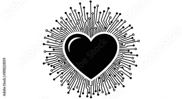 Fototapeta Ai heart technology circuit board vector design for innovation