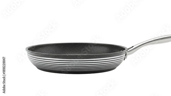 Obraz Non-stick frying pan with a textured cooking surface and striped outer design