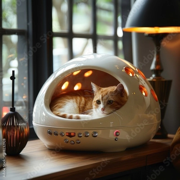 Obraz Cat in a Modern Pet Bed