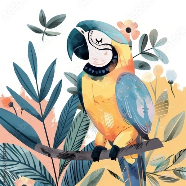 Obraz Colorful Parrot Perched on a Branch