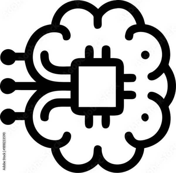 Obraz artificial intelligence brain circuit icon