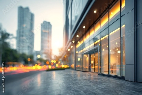 Fototapeta Commercial Building Landscape. Blur Background for Business. High quality