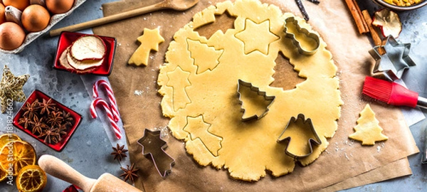 Obraz Selbstgemachte Weihnachtskekse (Platzchen)