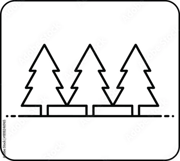Fototapeta Outline Illustration of Three Pine Trees simple