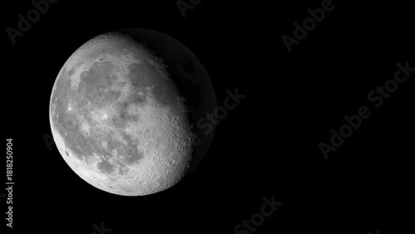 Obraz Close up view of the moon with visible craters and shadows against a black space background image