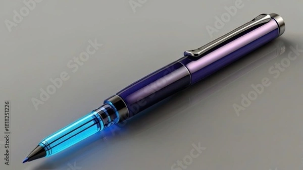 Fototapeta Elegant blue fountain pen for creative writing and signature documents, an essential writing tool for professionals, ideal for luxury stationery and artistic projects