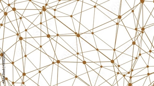 Obraz Abstract network of brown lines and dots on white background creating a complex interconnected system