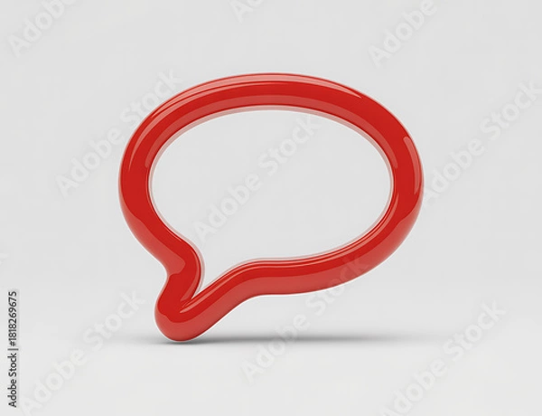 Obraz Red Speech Bubble Communication Symbol Isolated On White Background