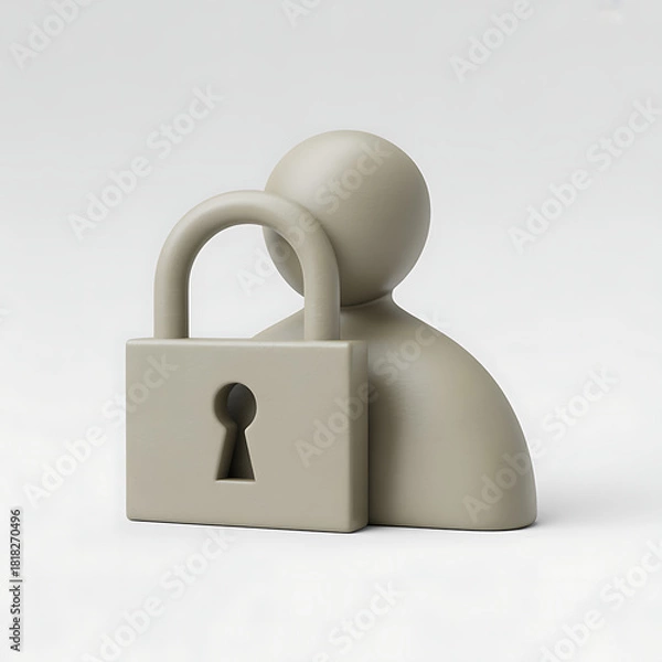 Obraz User Account Security Icon Isolated on White Background