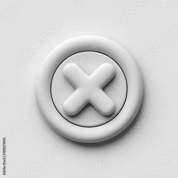 Obraz White Cross Mark Icon Isolated on White Background