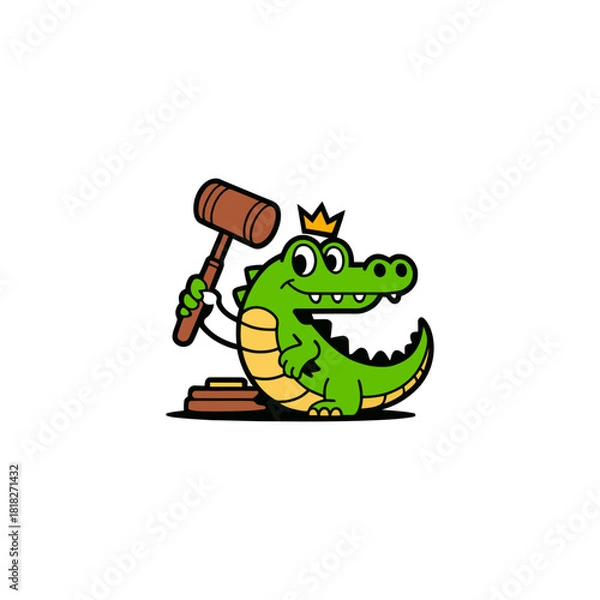 Obraz Gavel wielding crocodile king logo