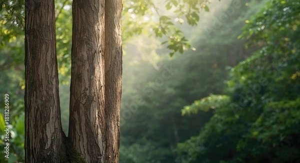 Fototapeta Exotic tree trunks from Costa Rica, emphasizing biodiversity and natural textures