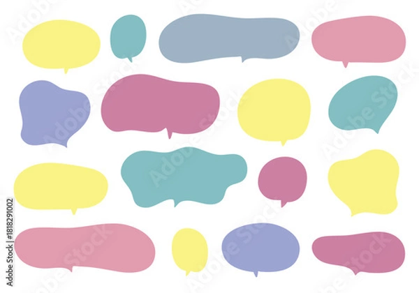Obraz カラフルでゆるい形の手描きのふきだしセット