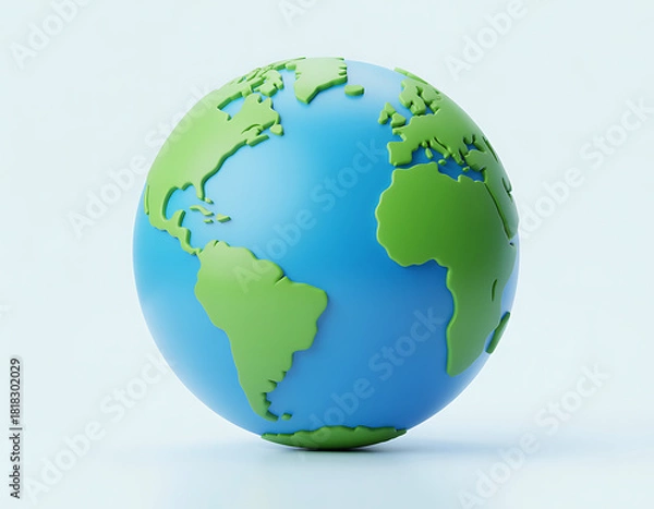 Obraz Stylized world globe earth land and blue oceans
