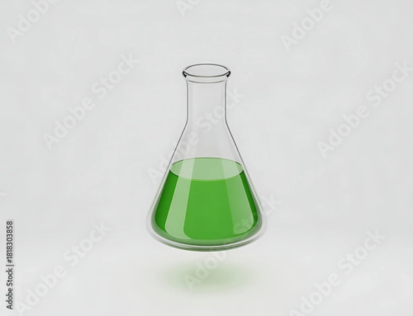 Fototapeta Laboratory glass erlenmeyer flask with green liquid
