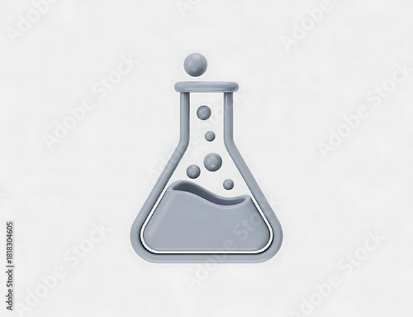 Obraz Triangle chemical flask with liquid sphere reaction