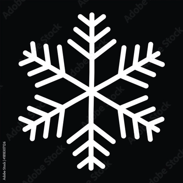 Obraz Snow thick icons set. Plump soft white line Snowflakes. Winter simple element collection. Cold weather symbol with editable stroke. New year and christmas ornament.