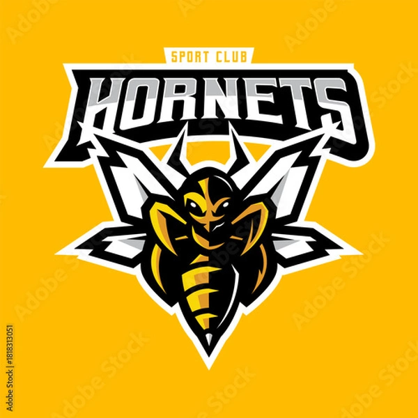 Obraz Hornet stinging bee mascot logo