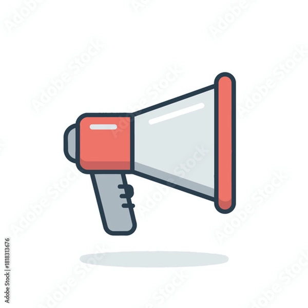 Fototapeta Colorful megaphone or loudspeaker icon vector for broadcasting announcements, news, and marketing promotions. A symbol for public speaking, alerts, and communication