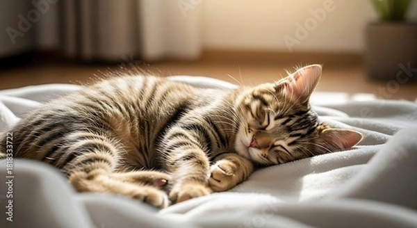 Fototapeta "Playful kitten jumping in mid-air with joyful expression, bright lighting, energetic pose, sharp details, cute pet action shot, professional animal photography