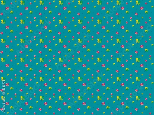 Obraz Pattern abstract flower with leaf on blue background.