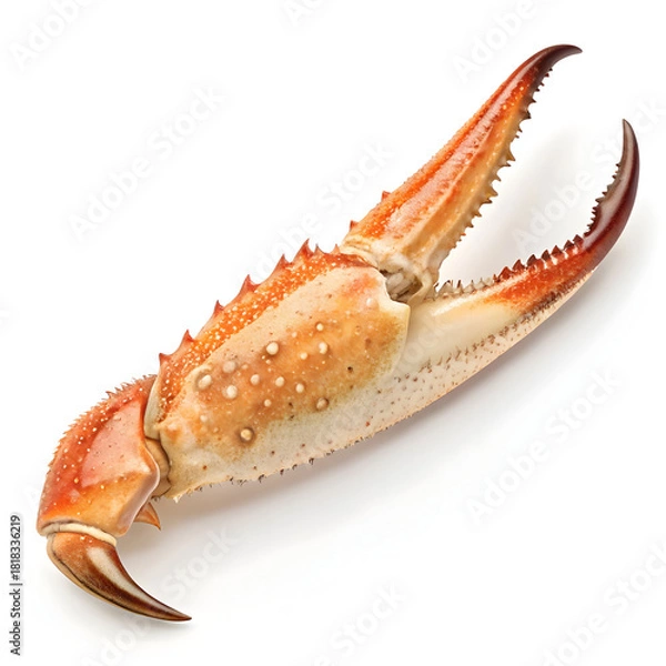 Obraz A single raw crab claw is isolated on a white background, highlighting its freshness, texture,