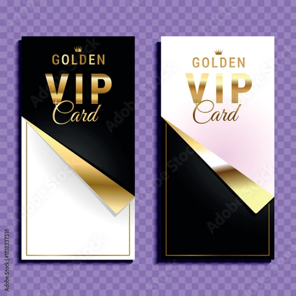 Obraz Gold VIP cards on a transparent background, vector premium icons