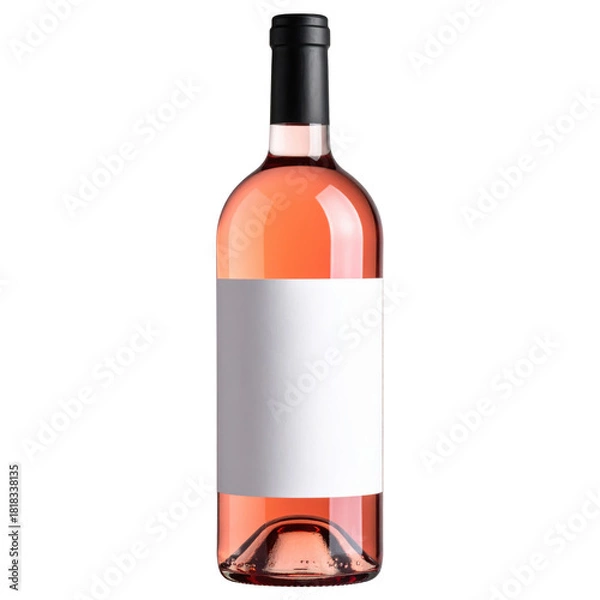 Obraz rose wine bottle with blank white label isolated on white or transparent