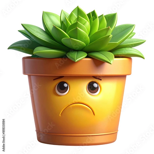 Obraz sad plant emoji in pot isolated on white or transparent