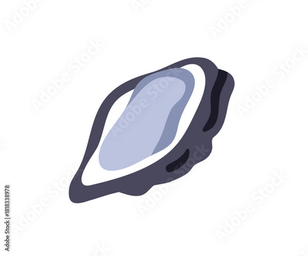 Fototapeta Oyster, open shellfish. Gourmet seafood, marine delicacy, clam. Ocean coastal eating. Exotic mollusk. Seashell, sea food, bivalve icon. Flat vector illustration isolated on white background