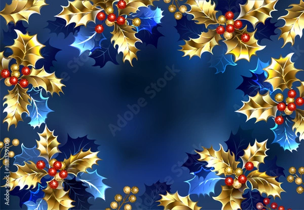 Obraz Background with golden holly