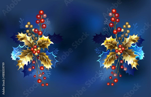 Obraz Symmetrical golden holly