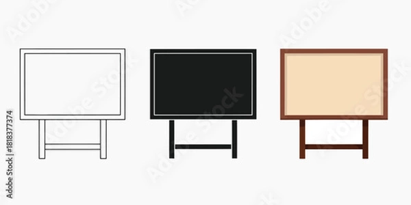 Fototapeta Blank presentation boards in Three styles vector set line art, silhouette and color version for various purposes