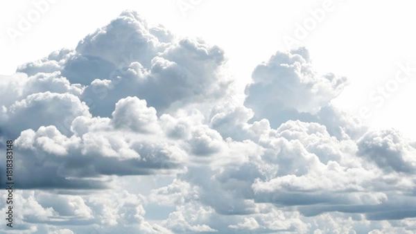 Obraz Fluffy, white clouds fill the sky isolated on transparent background