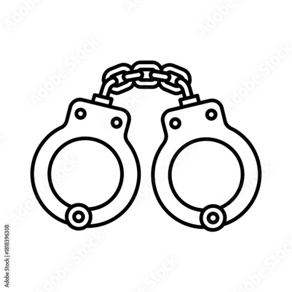 Fototapeta A black and white handcuff illustration vector style coloring page 