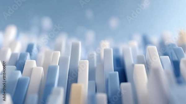 Obraz Abstract 3D rendering with vertical lines and square patterns in blue and white