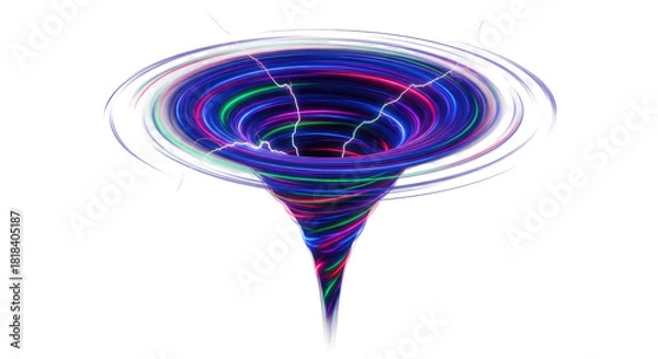 Obraz A vibrant, colorful abstract vortex with swirling lines and lightning streaks, digitally rendered.