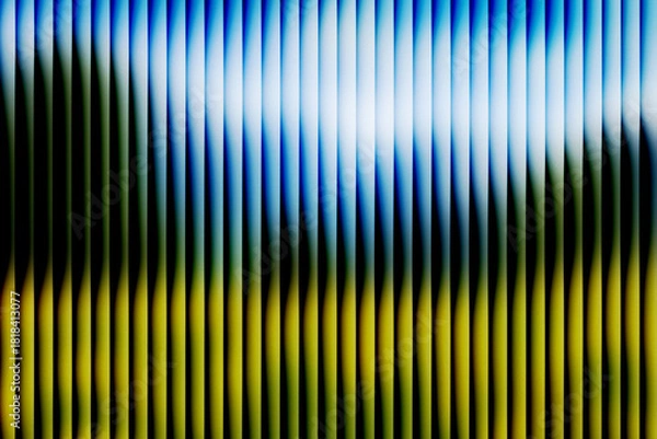 Obraz Abstract vertical stripes background with blue and yellow gradient lines texture, modern blurred motion effect, digital noise pattern, colorful graphic design wallpaper
