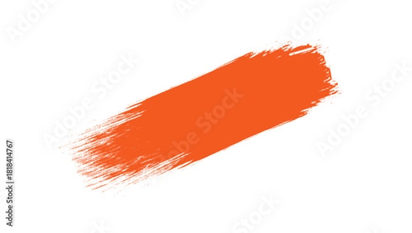 Obraz Dynamic Orange Paint Brush Stroke Element on Isolated White Background