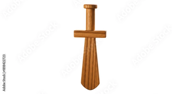 Fototapeta Classic wooden toy sword, handcrafted for safe imaginative play.