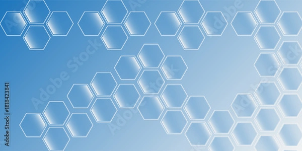 Fototapeta Light blue and white gradient background featuring floating bubble digital modern art