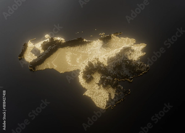 Fototapeta Venezuela Map Golden Metallic Texture Map Gold Reserves And Gold Mining Concept 3D Illustration