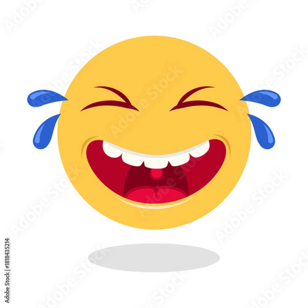 Obraz yellow funny laughing emoticon vector