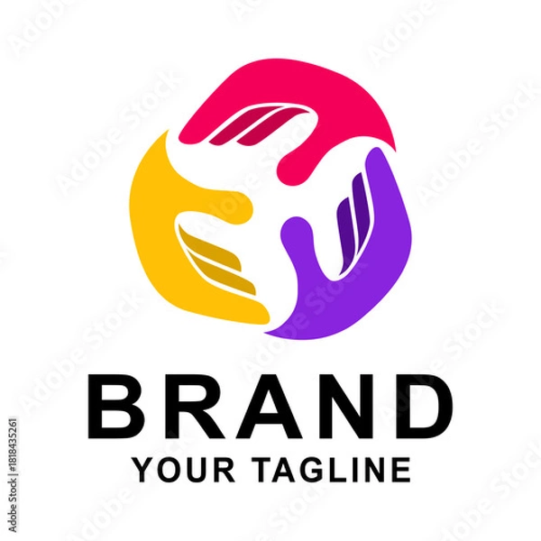 Obraz abstract helping hand logo vector