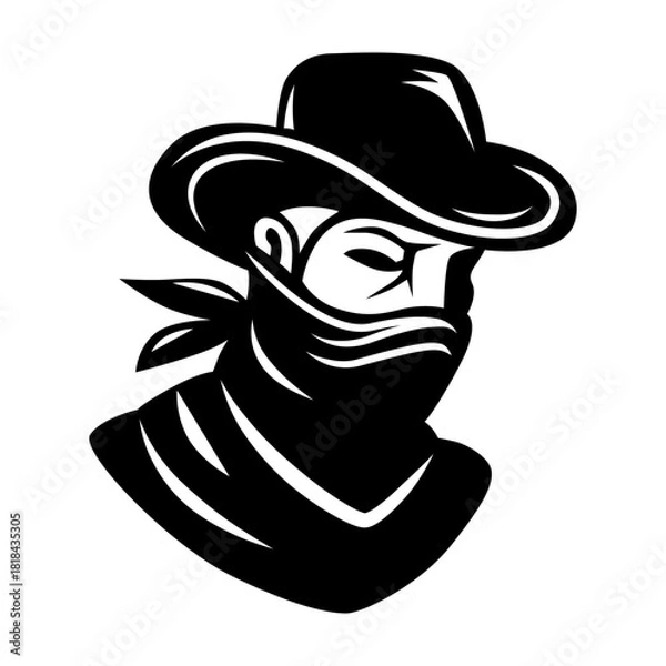 Obraz vector cowboy bandit silhouette logo