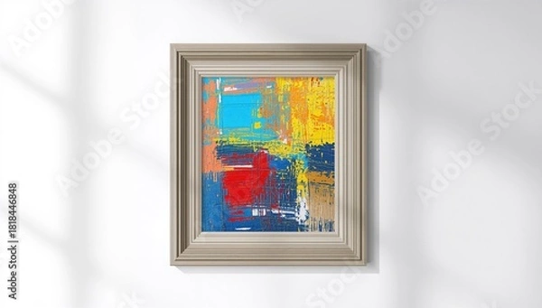 Fototapeta Abstract painting framed with a wooden border, designed as a background for text layout, Earth Day