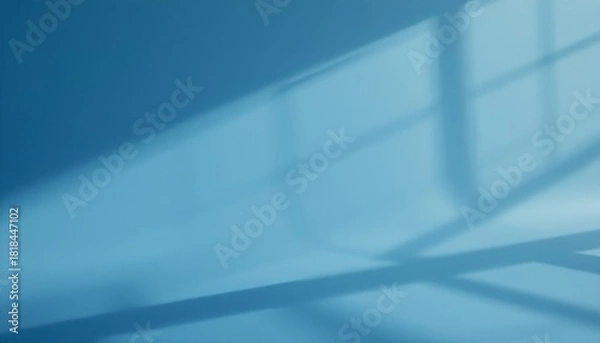 Obraz Blue Wall with Window Light and Shadow