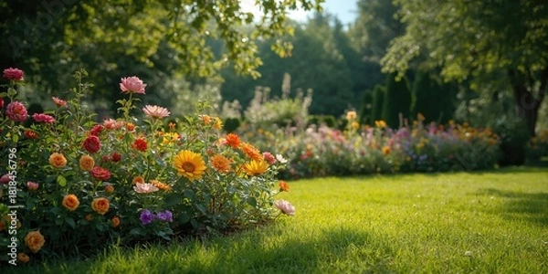 Obraz Garden flowers in bloom used as a colorful background for summer nature scenes
