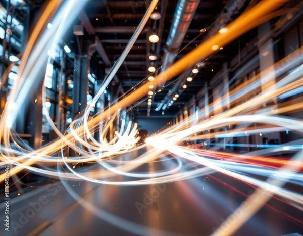 Fototapeta Light Trails in Industrial Space